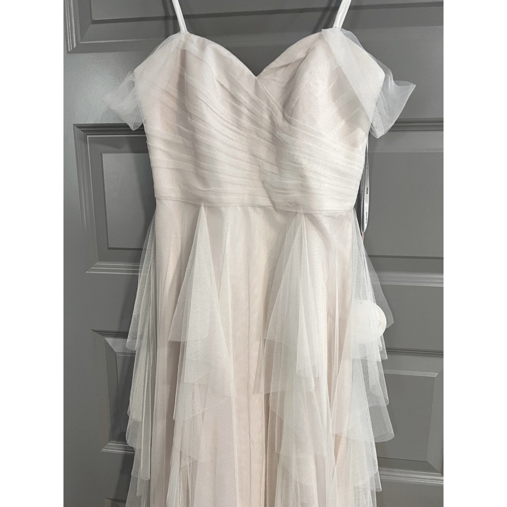 A-line Off-Shoulder Wtoo by Watters Moore Dress Gown Ivory Blush Size S 2/4 - Picture 6 of 15